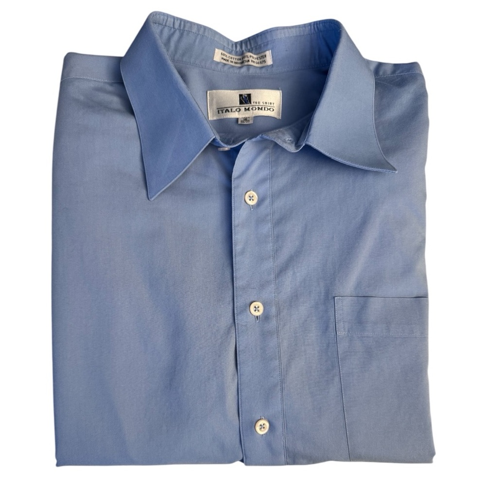 Italo Mondo Men’s Blue Button Down Dress Shirt - Size Tall 18 36/37